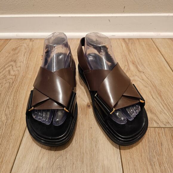 Marni Fussbett Brown Leather Sandals Size  39 - Picture 2 of 6